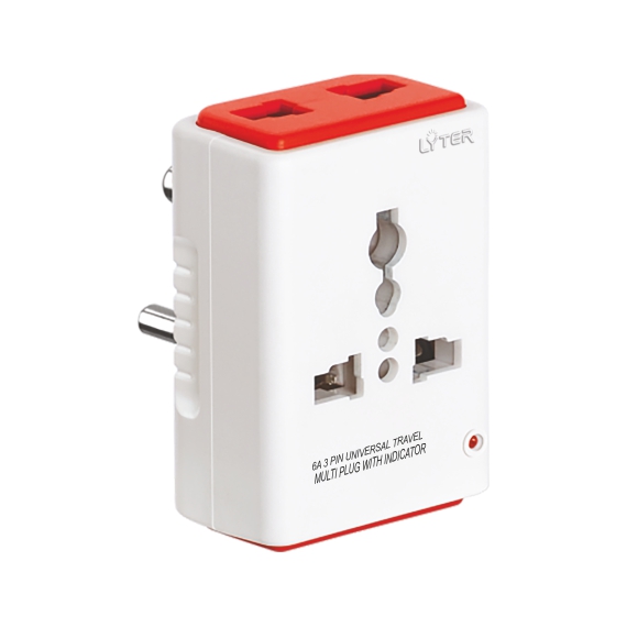 Emerald 6A 3 Pin Uni Travel Multi Plug with Ind (Blister Pack)