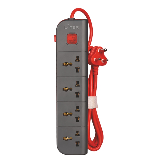 Sleek 4+1 Power strip 2mtr 4 International Socket, Master Switch & Indicator (BOX PACK)