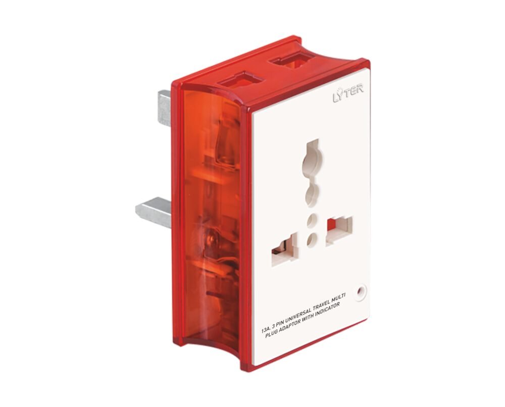 CRYSTAL UK Series 13A. 3 Pin Uni. Travel Multi Plug Adaptor with Indicator (BOX PACK)