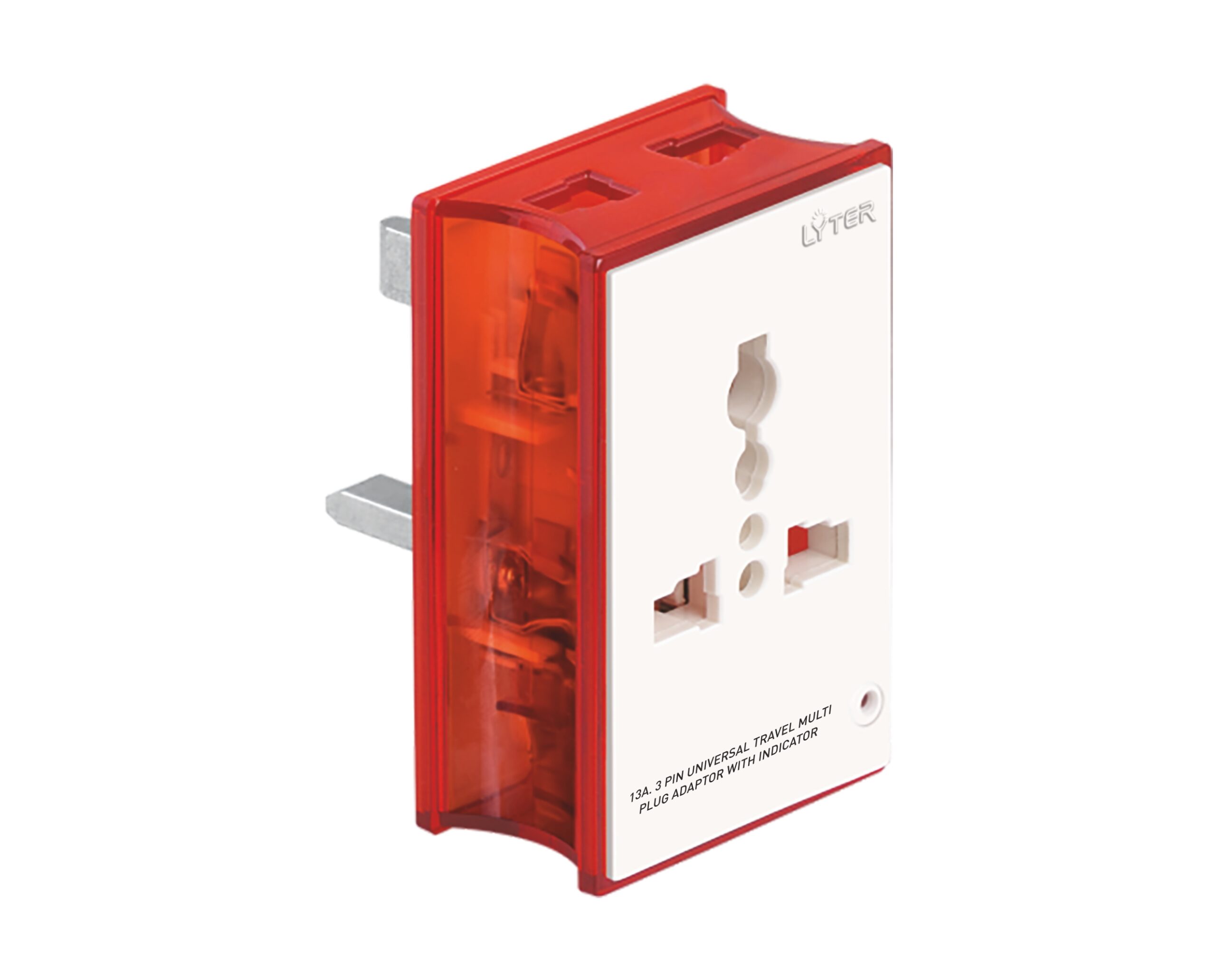 Crystal Uk Series 13a 3 Pin Uni Travel Multi Plug Adaptor Indicator Blister Pack