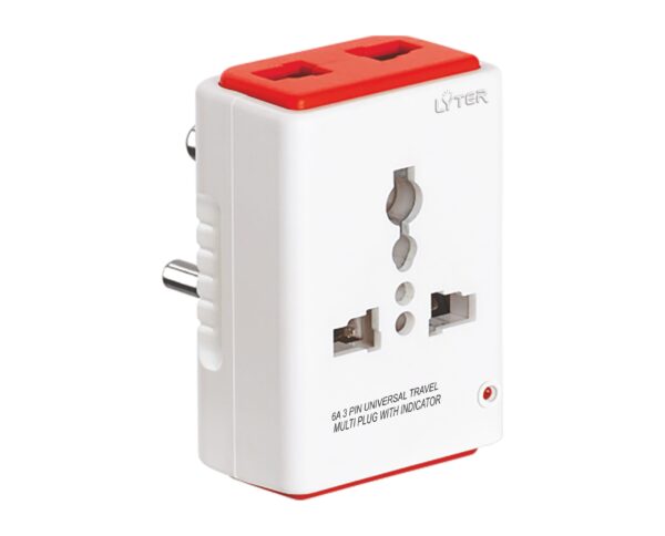 Emerald 6a 3 Pin Uni Travel Multi Plug Indicator Blister Pack