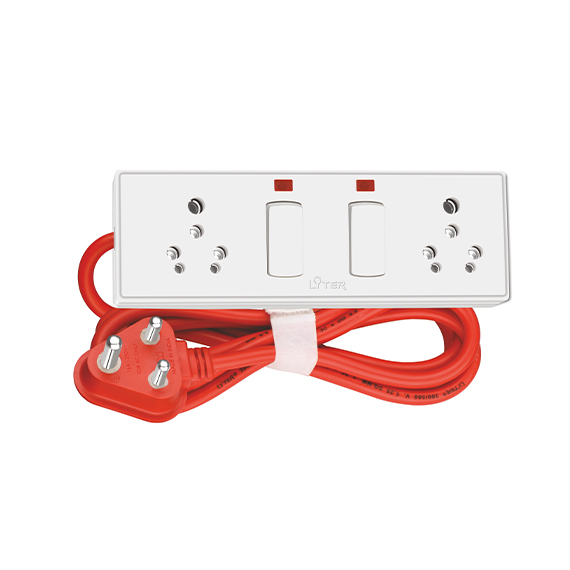 Turbo Twin Ss Combined 2 Mtr 6 16a Heavy Duty Power Strip Cord Wire Box Pack