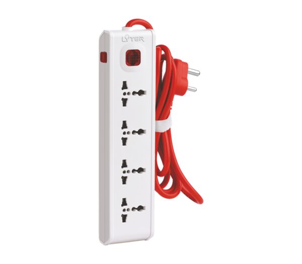 Universal 4+1 Power Strip 3 Mtr 4 Intl Socket Master Switch Indicator Box Pack