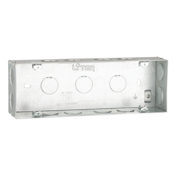 8m H Flush Mounting Metal Gang Box Gi Skin Pass 243x84x58