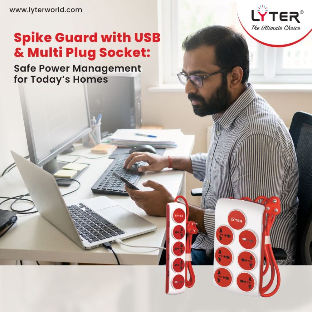 Power Spike Usb Spike Guard with USB & Multi Plug Socket | Lyter Power Safety